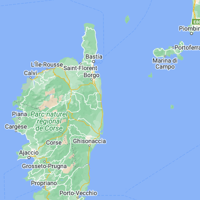 Map showing location of Santa-Lucia-di-Moriani (42.382120, 9.522420)