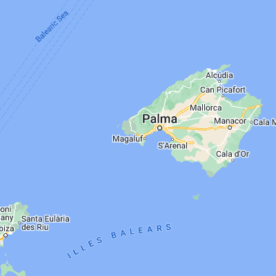 Map showing location of Santa Ponsa (39.508680, 2.476600)