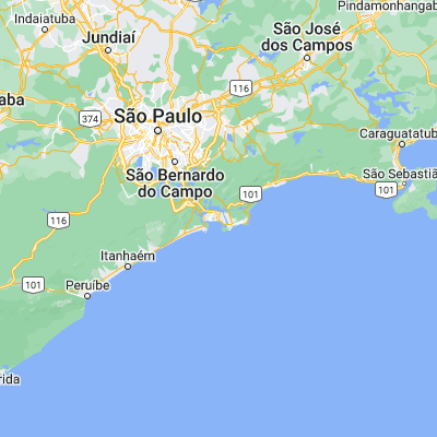 Map showing location of Santos (-23.960830, -46.333610)