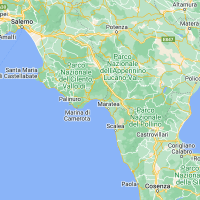 Map showing location of Sapri (40.075100, 15.629570)