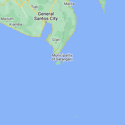 Map showing location of Sarangani (5.403330, 125.463610)