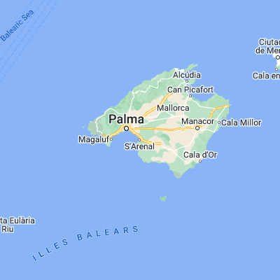 Map showing location of s'Arenal (39.500000, 2.750000)