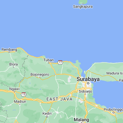 Map showing location of Sedayulawas (-6.880000, 112.272600)