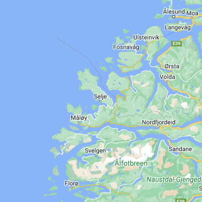 Map showing location of Selje (62.045910, 5.350960)