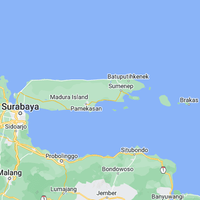 Map showing location of Sendang Timur (-7.117300, 113.621400)