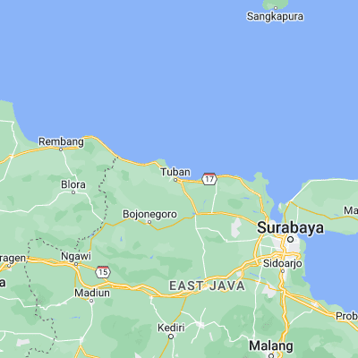Map showing location of Sendangharjo (-6.894600, 112.068100)