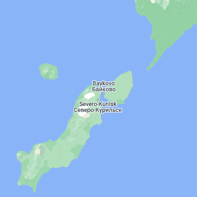 Map showing location of Severo-Kuril’sk (50.675310, 156.126950)