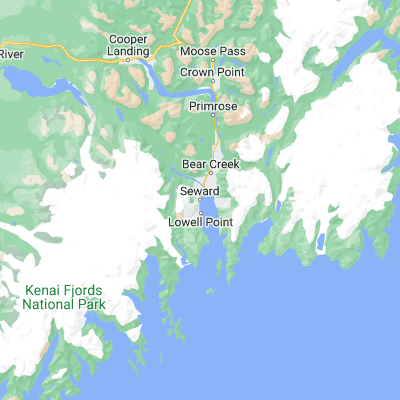 Map showing location of Seward (60.104170, -149.442220)