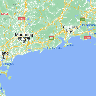 Map showing location of Shaba Zhen (21.531620, 111.478840)