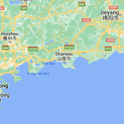 Map showing location of Shanwei (22.781990, 115.347500)