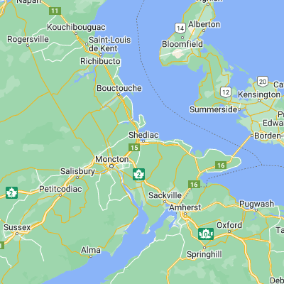 Map showing location of Shediac (46.219810, -64.541070)