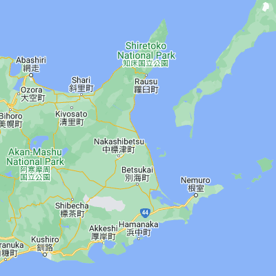 Map showing location of Shibetsu (43.658990, 145.131970)