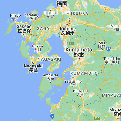Map showing location of Shimabara (32.783330, 130.366670)