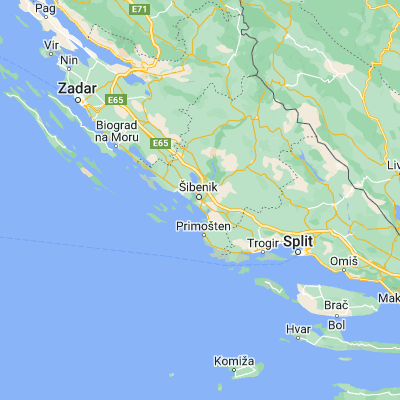Map showing location of Šibenik (43.727220, 15.905830)