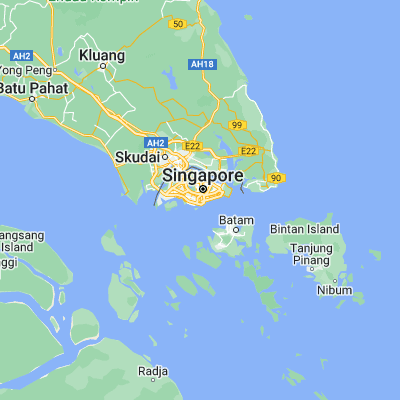 Map showing location of Singapore (1.289670, 103.850070)