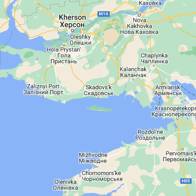 Map showing location of Skadovsk (46.116100, 32.911240)
