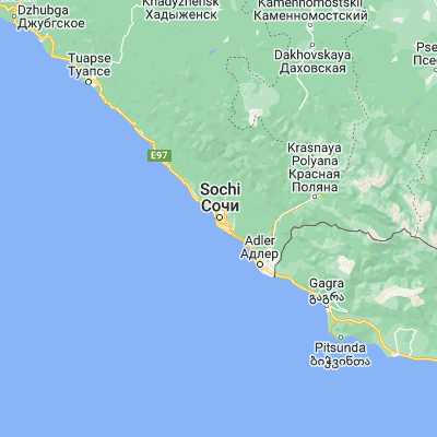 Map showing location of Sochi (43.599170, 39.725690)