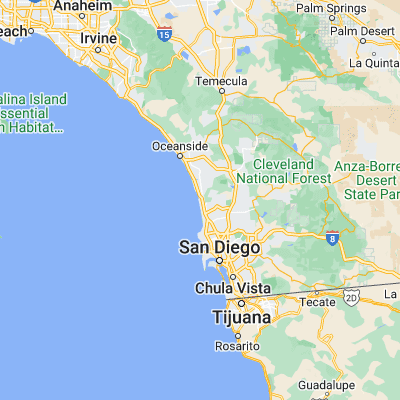 Map showing location of Solana Beach (32.991160, -117.271150)