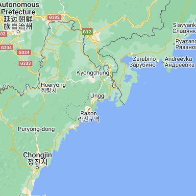 Map showing location of Sŏnbong (42.342220, 130.396670)