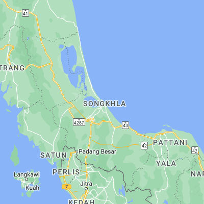 Map showing location of Songkhla (7.198820, 100.595100)