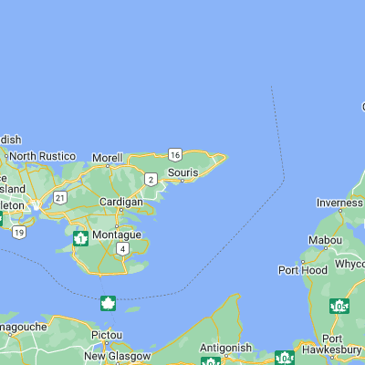 Map showing location of Souris (46.350100, -62.248620)