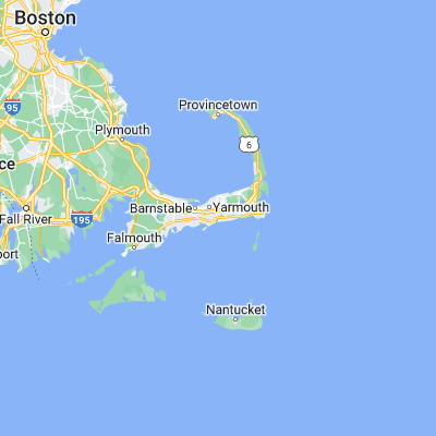 Map showing location of South Yarmouth (41.666780, -70.184740)