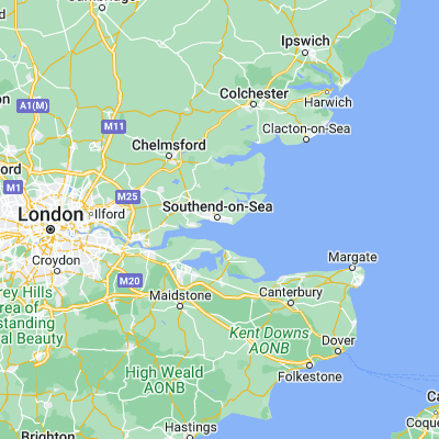 Map showing location of Southend-on-Sea (51.537820, 0.714330)