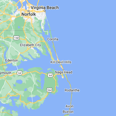 Map showing location of Southern Shores (36.139050, -75.731570)