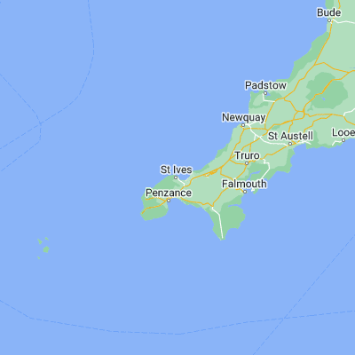 Map showing location of St Ives (50.208610, -5.487500)