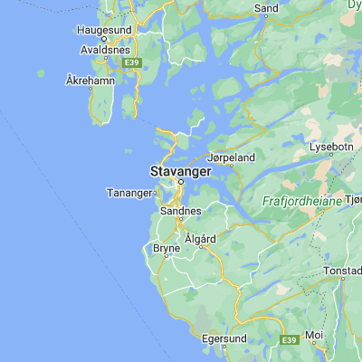 Map showing location of Stavanger (58.970050, 5.733320)