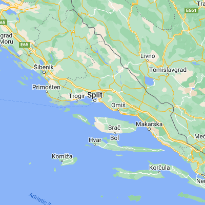 Map showing location of Stobreč (43.502500, 16.522220)