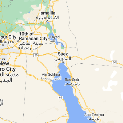 Map showing location of Suez (29.973710, 32.526270)