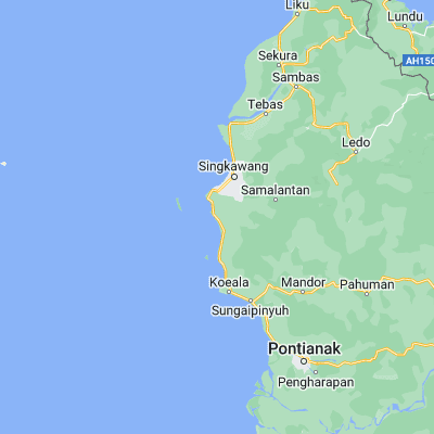Map showing location of Sungairaya (0.700000, 108.900000)