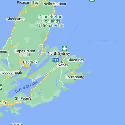 Map showing location of Sydney (46.135100, -60.183100)