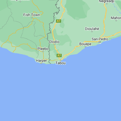 Map showing location of Tabou (4.422950, -7.352800)