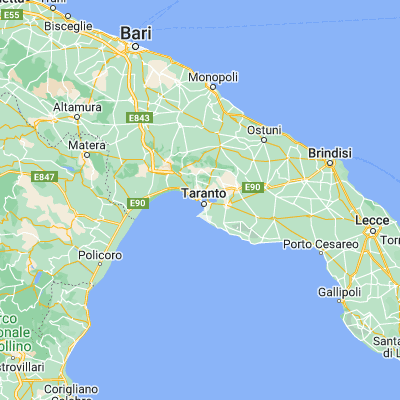Map showing location of Taranto (40.476110, 17.229720)