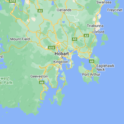 Map showing location of Taroona (-42.950000, 147.333330)