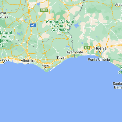 Map showing location of Tavira (37.127340, -7.648610)