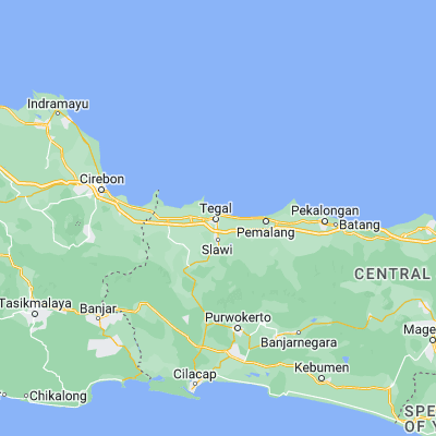 Map showing location of Tegal (-6.869400, 109.140200)