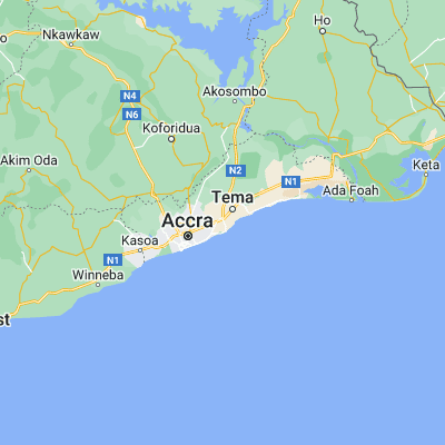 Map showing location of Tema (5.669800, -0.016570)