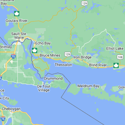 Map showing location of Thessalon (46.250060, -83.566600)
