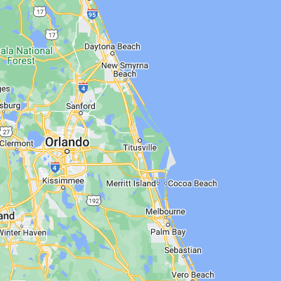Map showing location of Titusville (28.612220, -80.807550)