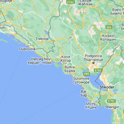 Map showing location of Tivat (42.436390, 18.696110)