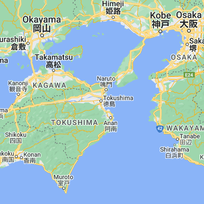 Map showing location of Tokushima (34.065830, 134.559440)