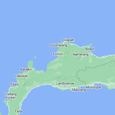 Map showing location of Tolitoli (1.039200, 120.816900)