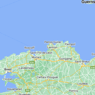 Map showing location of Trébeurden (48.766670, -3.566670)
