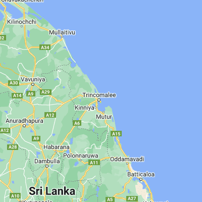 Map showing location of Trincomalee (8.571100, 81.233500)
