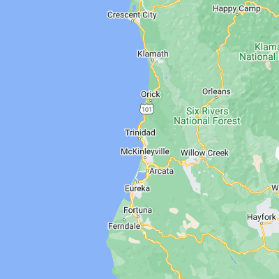 Map showing location of Trinidad (41.059290, -124.143120)