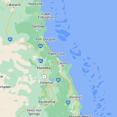 Map showing location of Trinity Beach (-16.788760, 145.696820)