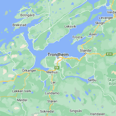 Map showing location of Trondheim (63.430490, 10.395060)